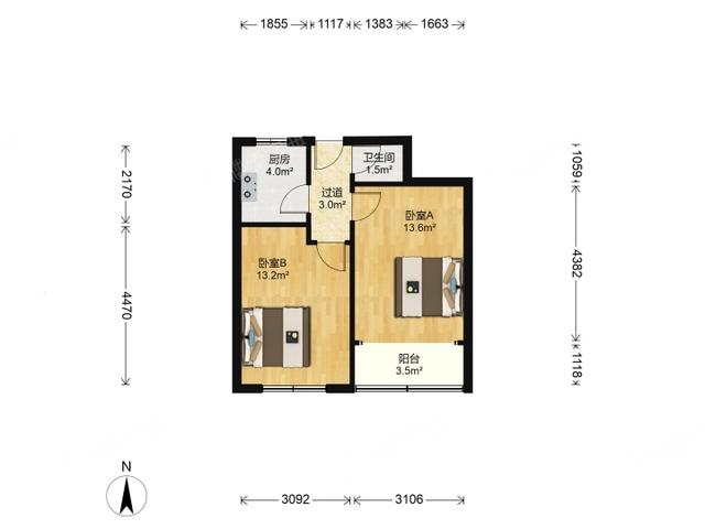 整租·泰兴路1-6号 2室0厅 南